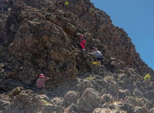 Fogo - Klettersteig - drei Wanderer steigen vorsichtig auf