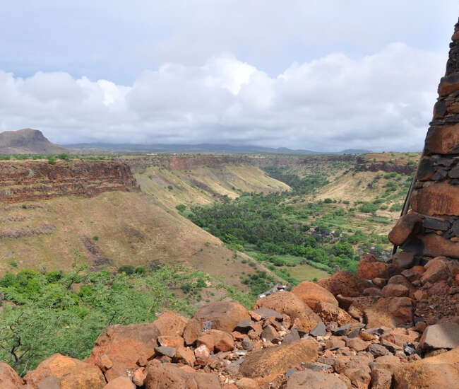 Trekking kapverdische Insel Santiago - von Cidade Velha nach Tarrafal. Blick in die Schlucht Ribeira Grande