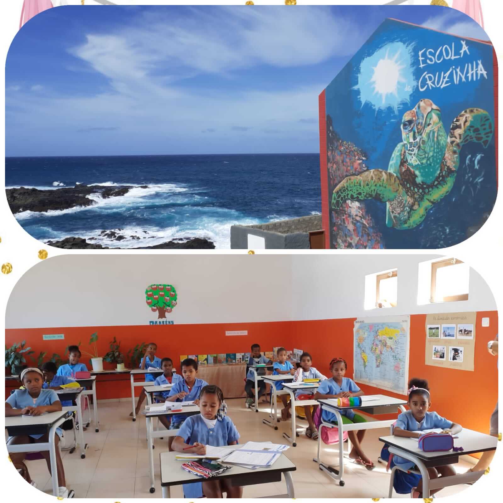 Santo Antão: Schule in Cruzinha von außen und innen mit SchülerInnen